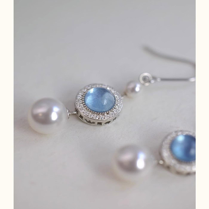 Aquamarin Ohrringe mit Perle