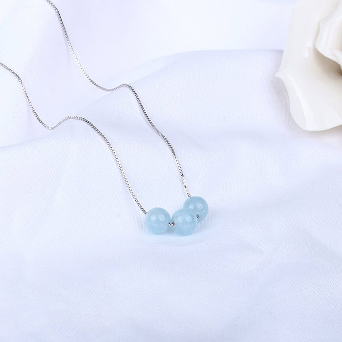 Aquamarin Silber Kette Set – Bild 4