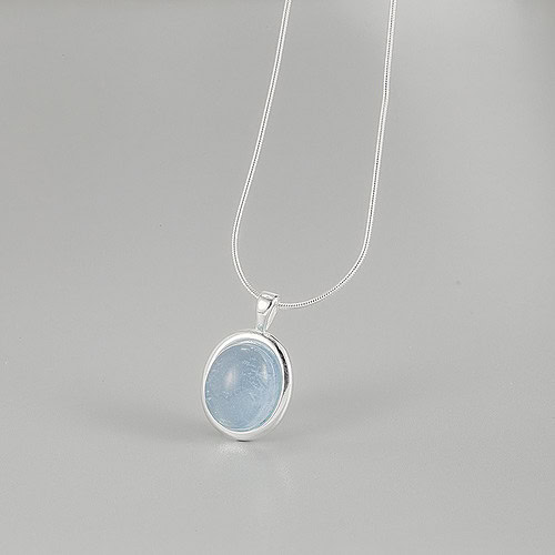 Silber Kette mit Aquamarin Anhänger