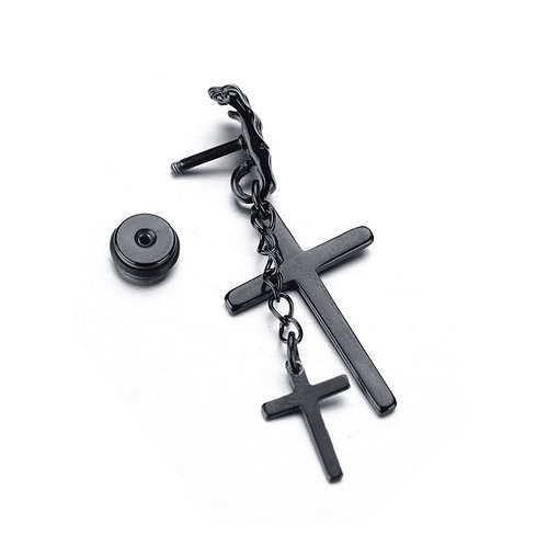 Schwarze Ohrring mit Kreuz