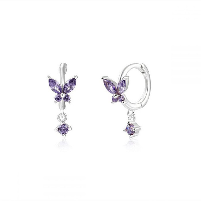 Lila Schmetterling Ohrringe Creolen Silber 925