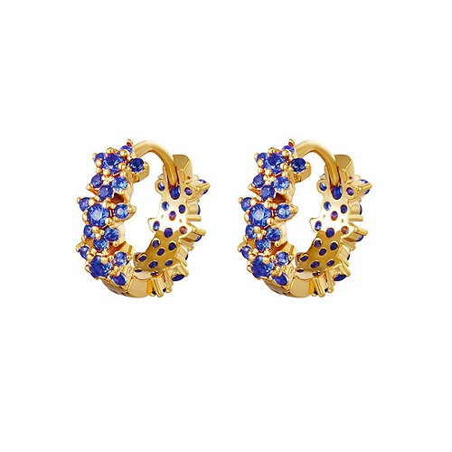 Damen Creolen mit Blau Zirkonia