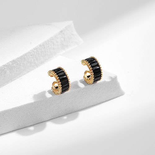Schwarz Vergoldet Ear Cuff