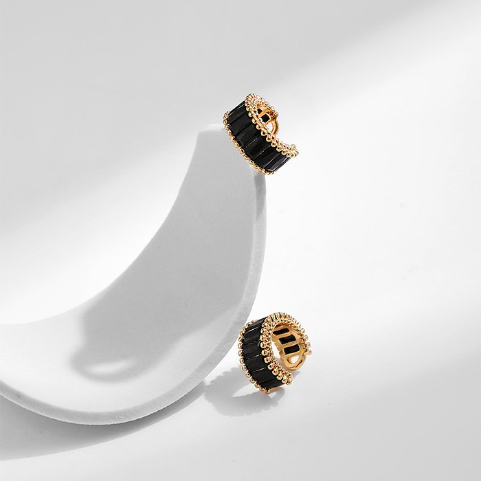 Schwarz Vergoldet Ear Cuff