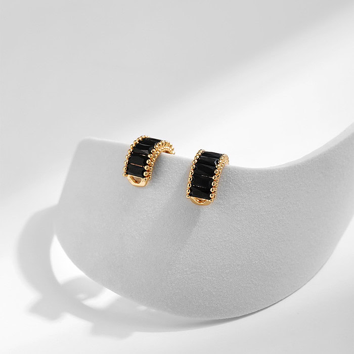 Schwarz Vergoldet Ear Cuff