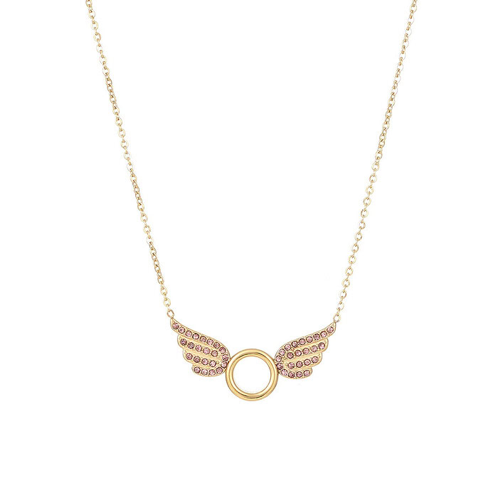 Gold Kette mit Flügel Anhänger mit Zirkonia
