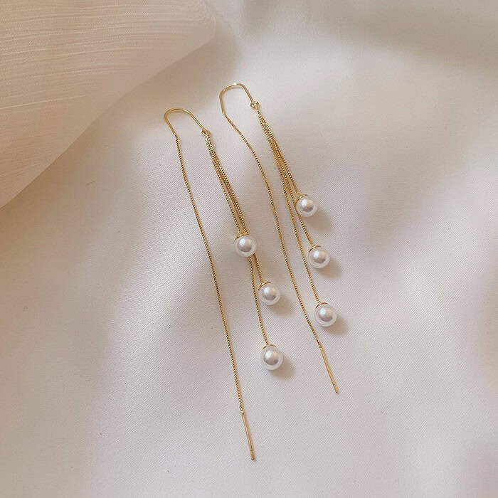 Gold Durchzieher Ohrringe mit Perle