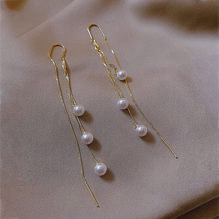 Gold Durchzieher Ohrringe mit Perle