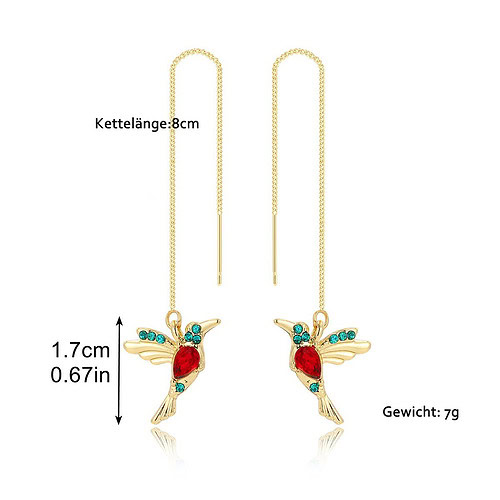 Kolibri Lange Ohrringe mit Zirkonia