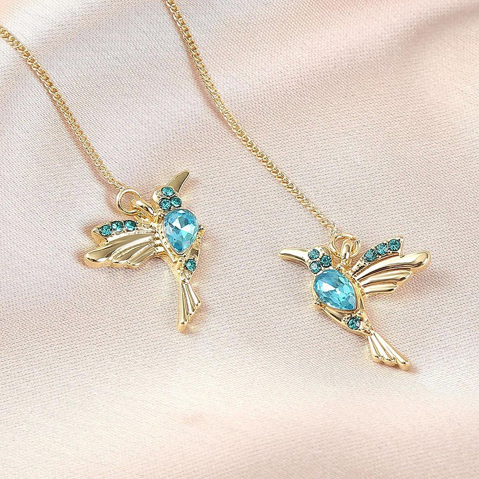 Blau Lange Ohrringe mit Vogel