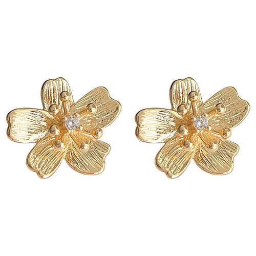 Gold Blumen Ohrring Ohne Ohrloch