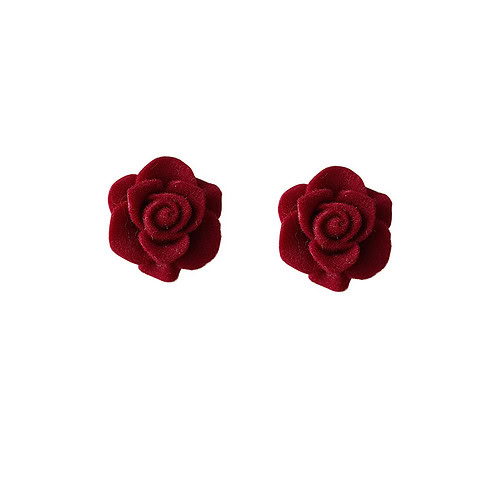 Rot Beflockung Rosen Ohrclips