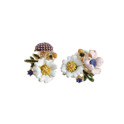 Emaille Blumen Ohrclips