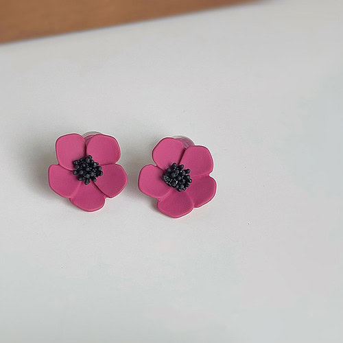 Rot Blumen Ohrringe Zum Clipsen