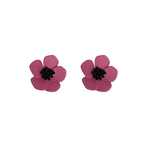 Rot Blumen Ohrringe Zum Clipsen