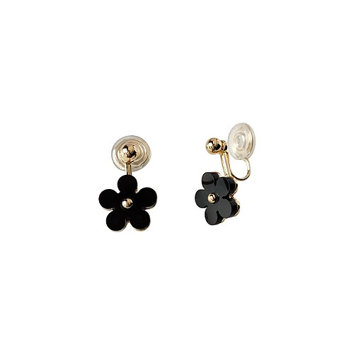 Damen Schwarze Ohrringe Zum Clipsen mit Blumen