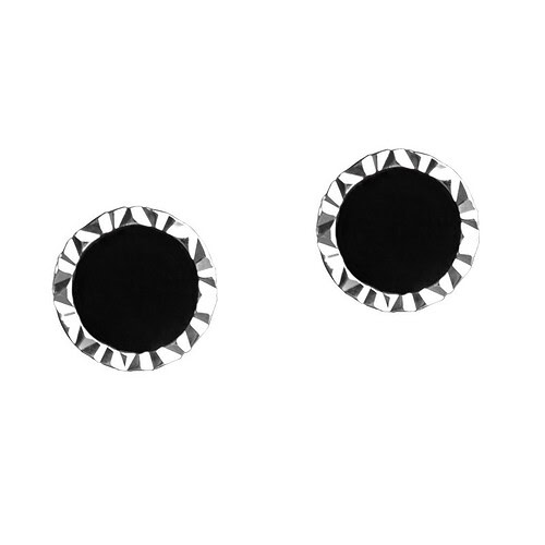 Herren Silber Schwarze Ohrstecker