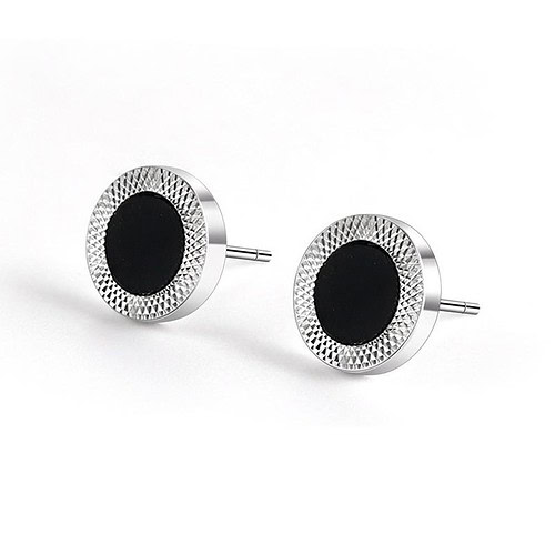 Herren Silber Schwarze Ohrstecker