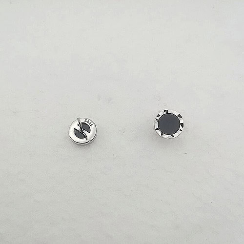 Herren Silber Schwarze Ohrstecker