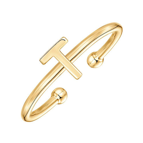 Gold Ring With Initial T