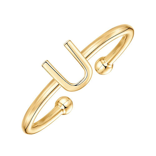 Gold Ring With Initial U