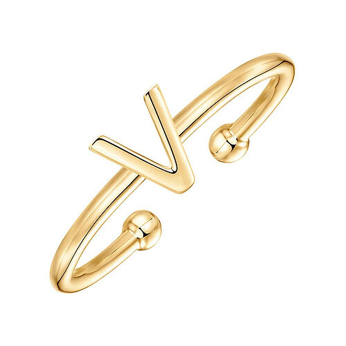 damen Gold Ring With Initial V