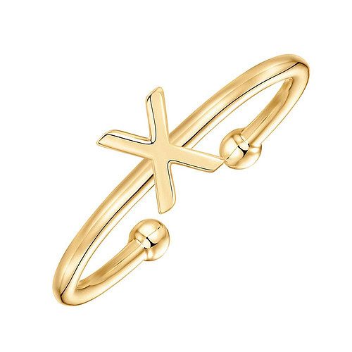 Gold Damen Ring With Initial X