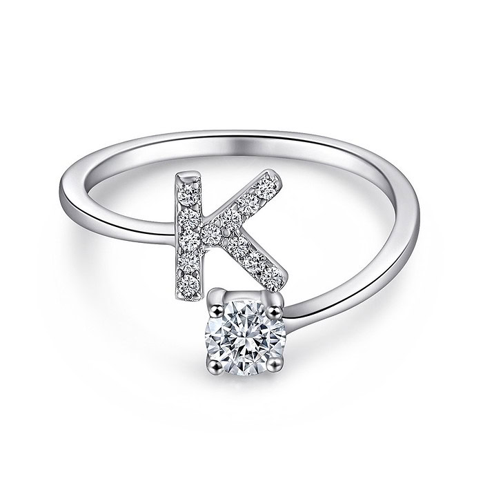 Silber Ring mit Buchstabe K