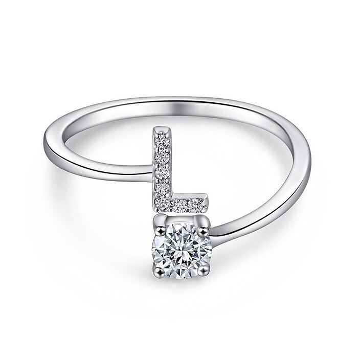 frau Silber Ring mit Buchstabe L