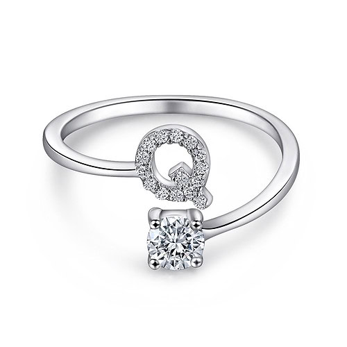 Damen Silberring with initial Q