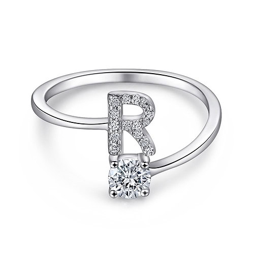 Damen Silberring with initial R