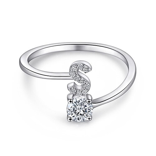 Damen Silberring with initial S