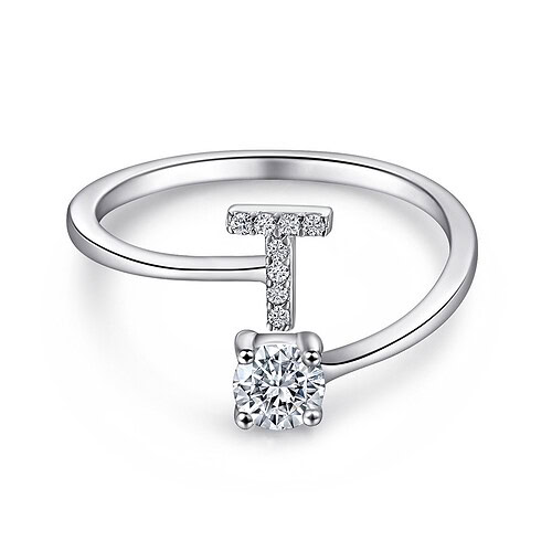 Damen Silberring with initial T