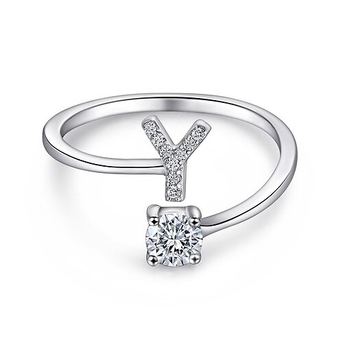 frauen silver Zirkonia Ring with initial Y