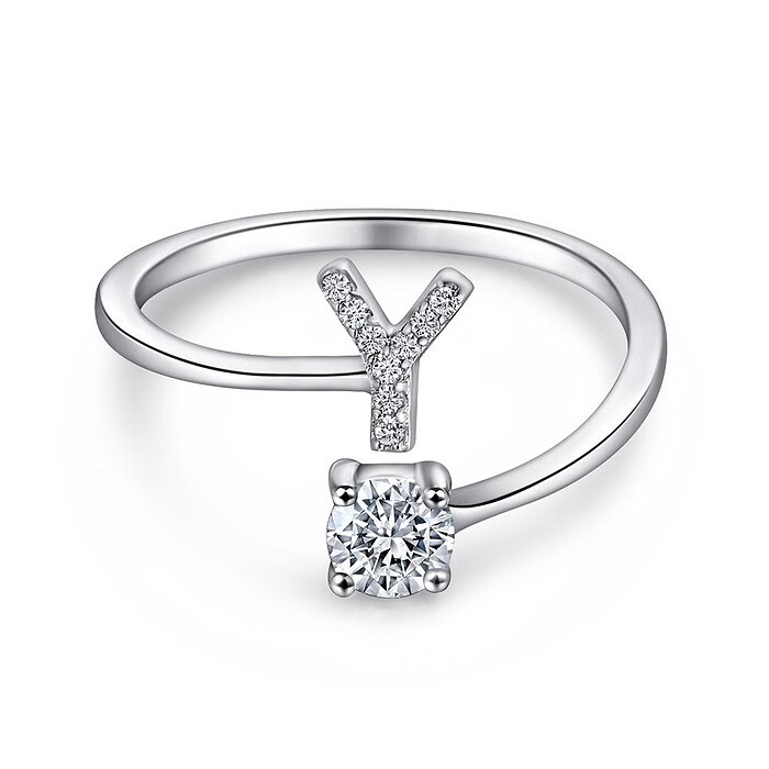 frauen silver Zirkonia Ring with initial Y