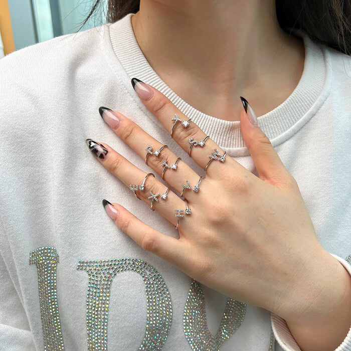 Silber Damen ring With Initial