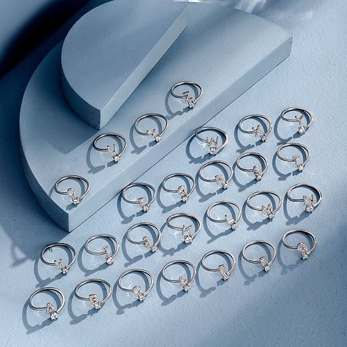 Silber Damen ring With Initial