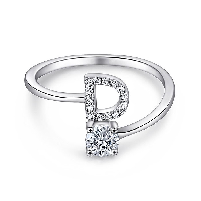 damen Silber Ring mit Buchstaben D
