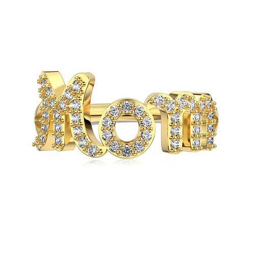 Gold Mom Ring mit Zirkonia