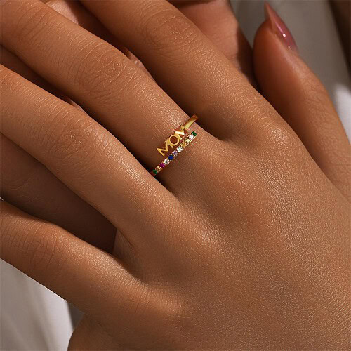 Bunt Zirkonia Ring für Mom