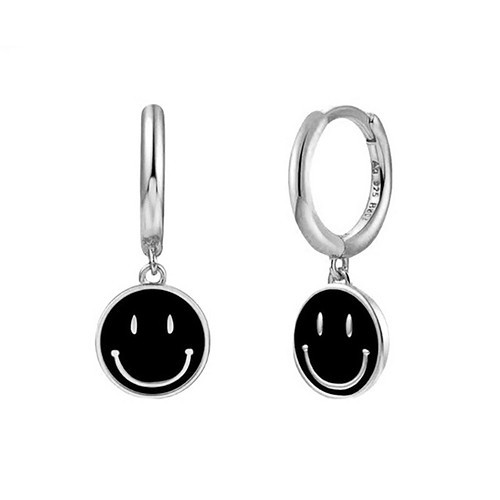 Schwarz Ohrringe mit Smiley