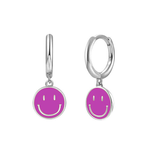 Damen Lila Smiley Ohrringe