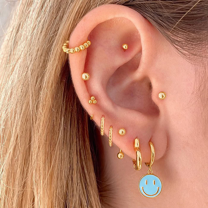 Damen Smiley Ohrringe Gold