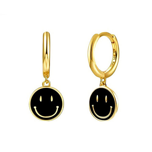Schwarz Ohrringe mit Smiley