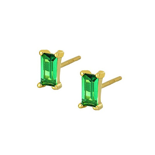 Damen Grüne ohrringe ohrstecker gold Baguette Zirkonia