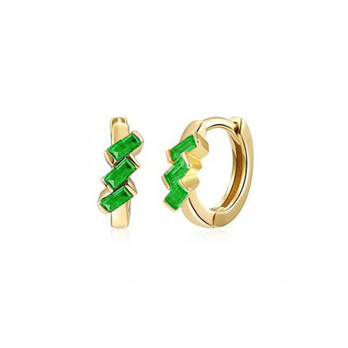 Welle Zirkonia Damen Grüne Ohrringe Creolen gold