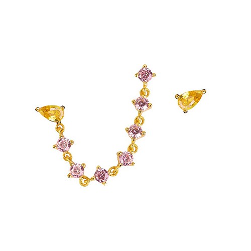 Rosa Zirkonia Ohrring mit Kette