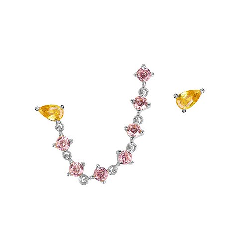 Rosa Zirkonia Ohrring mit Kette