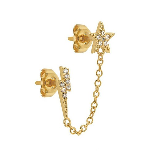 Ohrring mit Kette 2 Ohrlöcher