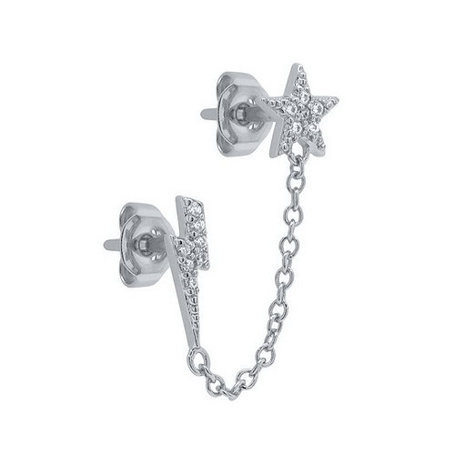 Ohrring mit Kette 2 Ohrlöcher